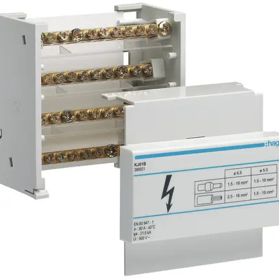 Messingschienenverteiler Hager 2L 100A 2×10…35mm²/10×2.5…16mm² 