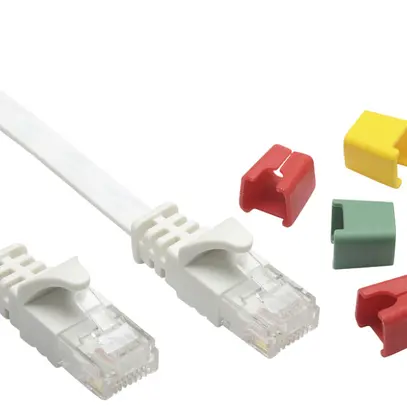Câble patch RJ45 Ceconet Slim, cat.6A U/UTP, plat, codable, blanc, 1m 