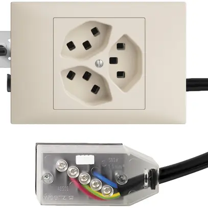 Prise INC 3×T23 16A crema 53mm L1 EDIZIOdue pour Technofil 