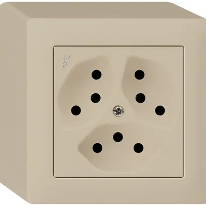 AP-Steckdose kallysto 3×T13/1 beige mit Kinderschutz 