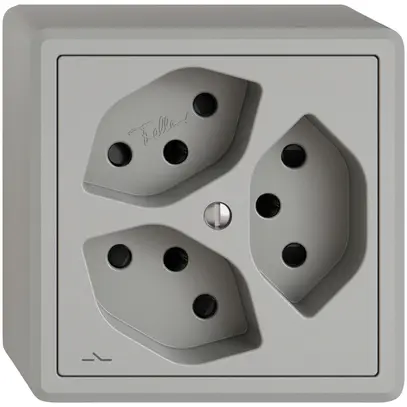 Presa AP EDIZIO.liv SNAPFIX® 3×T13 1×S con shutter grc 