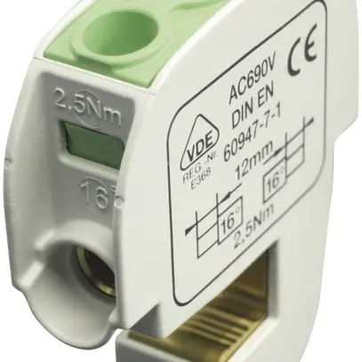 Blocco ripartizione tipo SA 2×16mm² 100A CU verde/giallo 