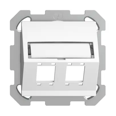 UP-Montageset EDIZIOdue FM Schrägauslass 2×R&M Kat.5e/6/LC spezial, weiss 