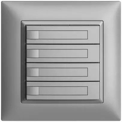 Poussoir ENC KNX 4× EDIZIOdue silver RGB sans LED avec insert papier 