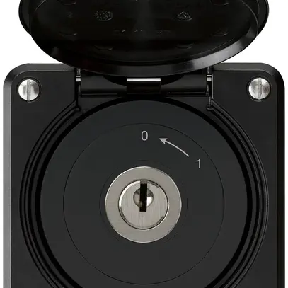 Contatto rotativo a chiave INC robusto IP55 nero con coperchio senza cilindro 1P 