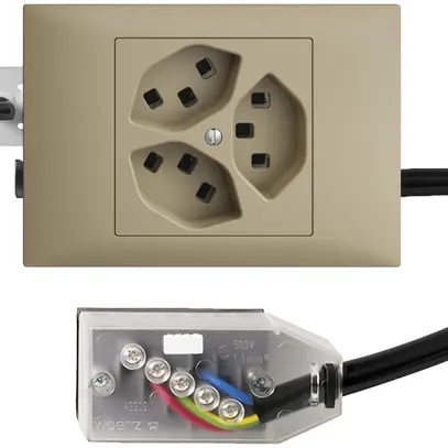 Prise INC 3×T23 16A sand 53mm L2 EDIZIOdue pour Technofil 