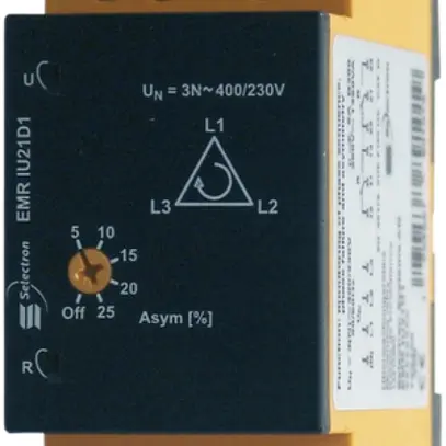Relè di sorveglianza tensione EMR IU21D1 2CC, 3 fasi, 400/230VAC 