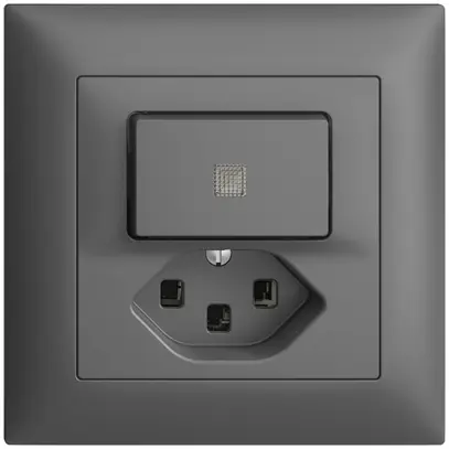 Combinaison lum. ENC A-R/1L+T23 EDIZIOdue gris foncé, avec lent. LED jaune 