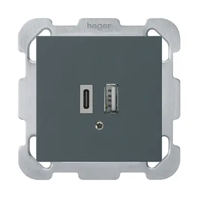 Presa di carica USB INC kallysto 18W PD 1×tipo A 1×tipo C c.placca fiss. an 