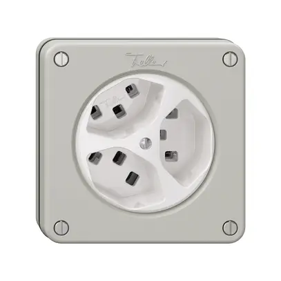 Prise NUPU NEVO, 3×T23, gris clair 