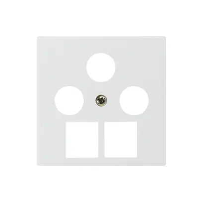 Plaque frontale kallysto 3×coaxial/2×RJ45 blanc 
