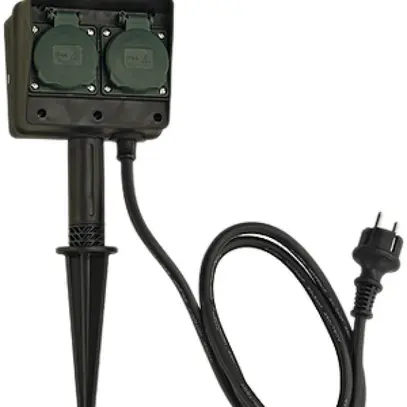 Presa da giardino SLV 4 volte con cavo 1.4m e SCHUKO, nero 