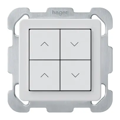 Poussoir pour stores KNX ENC Hager BA basico B quadruple 77×77mm blanc 