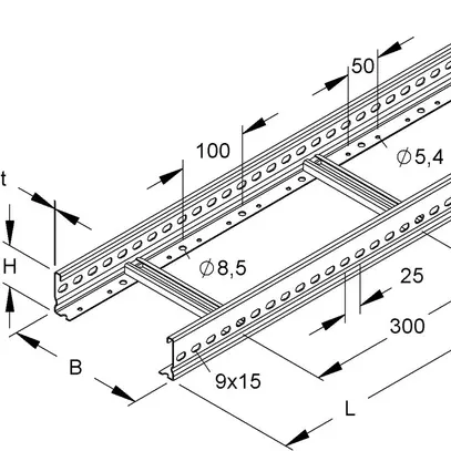 Passerella cavi 500×60mm L=3m zinc.send. 