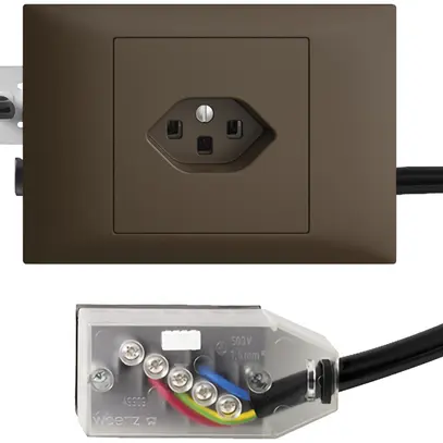 Prise INC EDIZIOdue T23 L2 coffee 45…69mm pour câble plat Technofil 