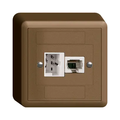 Prise AP xDSL RJ45/TT83 coffee ITplus EDIZIOdue, avec filtre 