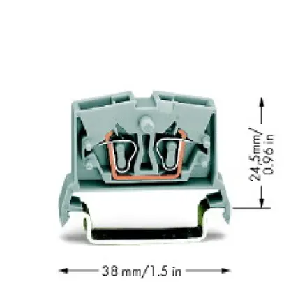Borne WAGO mini 2L 2.5mm² gris pour DIN-35 