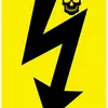 Cartello di avvertimento Fulmine con teschio 59×85mm avvitare giallo/nero rifl 