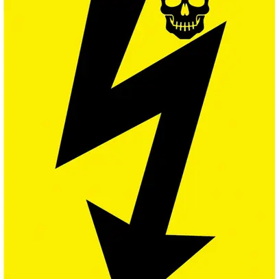 Cartello di avvertimento Fulmine con teschio 59×85mm avvitare giallo/nero rifl 