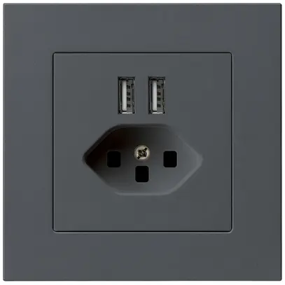 UP-Steckdose 2×USB & T23 kallysto.pro 2400mA anthrazit 