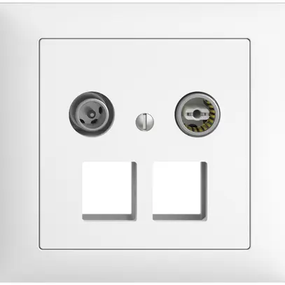Prise multimédia 15dB INC Edue FKE, prise d.passage, pour 2×RJ45 Keystone, blanc 