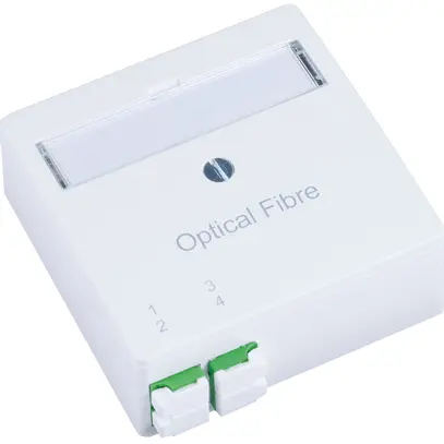 Boîte de raccordement FO ENC R&M, 2×LC/d APC SM, 60×60mm, blanc 