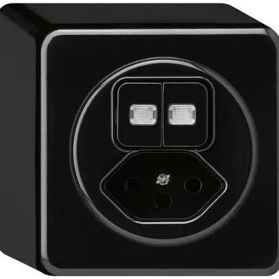 AP-Kombination beleuchtet basico 3+A-R/1L+Typ 13 schwarz 2 Linsen 