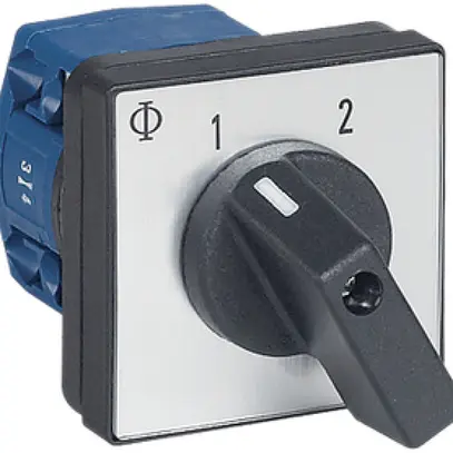 Interrupteur rotatif INC K&N, 20A/690V 3/1L, manette no, 48×48mm, Ø6mm, "1-2" 