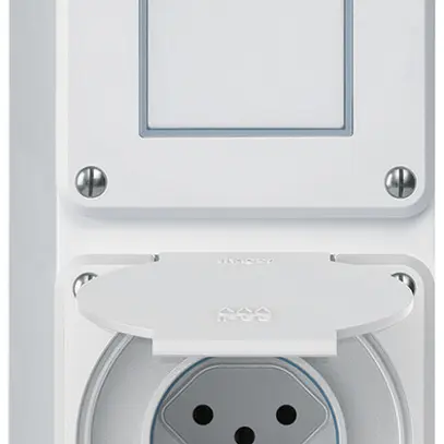 Combinazione AP robusto 2×1, interruttore schema 3/presa T13 IP55 bianco 