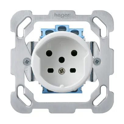 Prise ENC HA basico type 15 a.plaque de fixation a.bornes enfichables blanc 