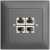 Prise de raccordement INC 4×RJ45/u 4P sép.EDIZIOdue gris foncé ITplus 