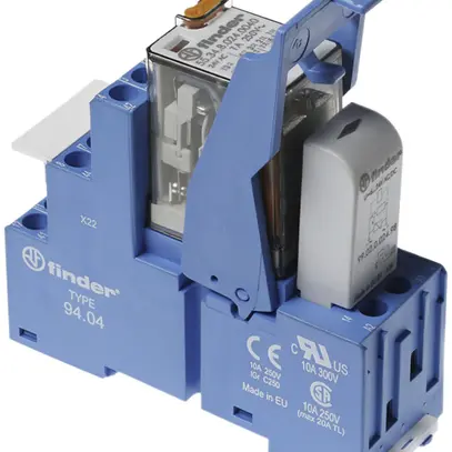 Relais couplage AMD Finder 58, 4C 7A/230VAC AgNi bornes à vis étrier plastique 