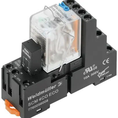 Interface relais Weidmüller DRMKIT 24VDC, LED vert, 2C, bouton test, 250VAC, 10A 