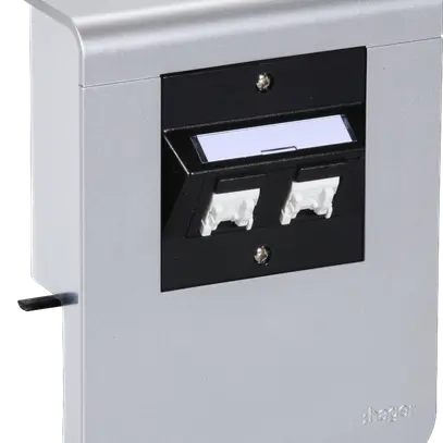 Support d'appareil Hager pour SL20080 décor aluminium, 2×cat.5e 