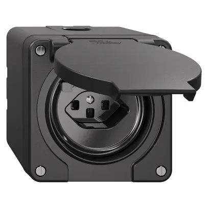 Prise FI NAP NEVO, 30mA, type 23, a.shutter, a.bornes de raccordement, noir 