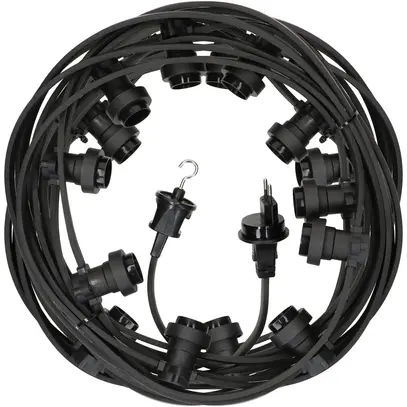 Illuminations-Girlande MH 16.5m mit 15 Fassungen E27 IP55 schwarz 