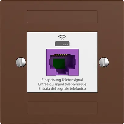 Rückführungsdose EDIZIOdue F 1×RJ45 f.Swisscom VoIP, 8 polig, UTP, coffee 
