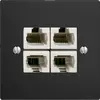 Einsatz zu UP-Anschlussdose 4×RJ45/u 4P getr. EDIZIOdue schwarz ITplus 