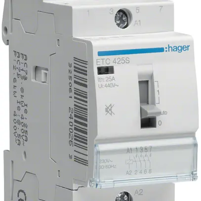 Contattore AMD Hager 230VAC 4Ch 0R 25A funzione giorno/notte senza ronzio 2UM 