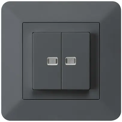 Interruttore pulsante luminoso INC kallysto.trend 1/3+3/1 con 2 lenti antracite 