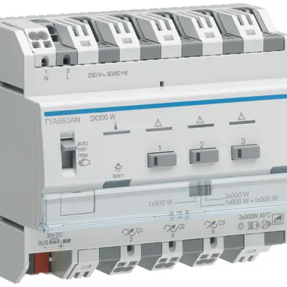 Attuatore-variatore AMD Hager TYA663AN KNX system 3×300W 6UM 