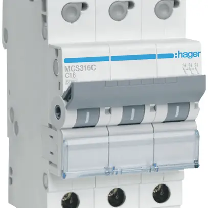 Disgiuntore Hager MCB quickconnect 3P 400V tipo C 16A Icn 6kA 3UM 