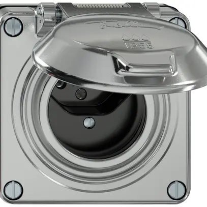 Prise ENC ELEMENT SNAPFIX® 1×type 13 10A 250V avec clapet IP55 alu 