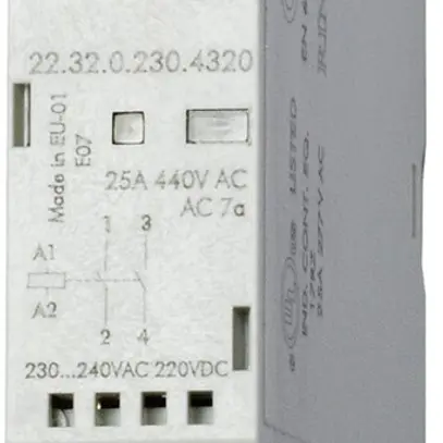 Contattore AMD Finder 22.32, 12VUC, 1Ch+1R 25A/440VAC AgSnO2, LED 