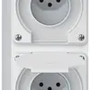 Combinazione AP robusto 2×1, 2×presa T13 IP55 bianco 
