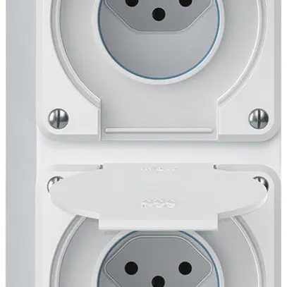 Combinaison AP robusto 2×1, 2×prise T13 IP55 blanc 