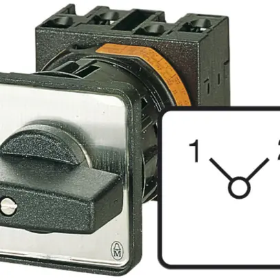 Interrupteur rotatif INC Eaton T0-3-8222/EZ, 20A/690V 3L, encastré centré, "1-2" 