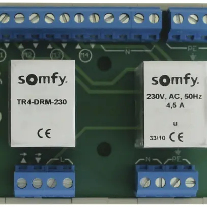 Relè di separazione AMD Somfy TR4-DRM-230, 4-canale, 230V/4.5A, 90×71×62mm 