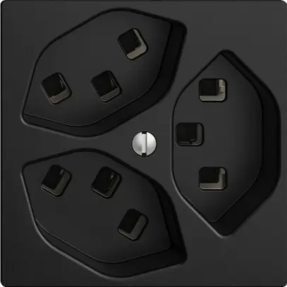 Prise EDIZIOdue 3×T23 noir 16A, avec bornes enf. 