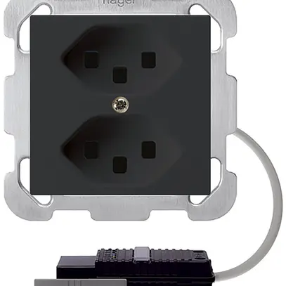 Prise INC 2×T23 kallysto noir adapt. câble rond 5P L2&boîte G2704 